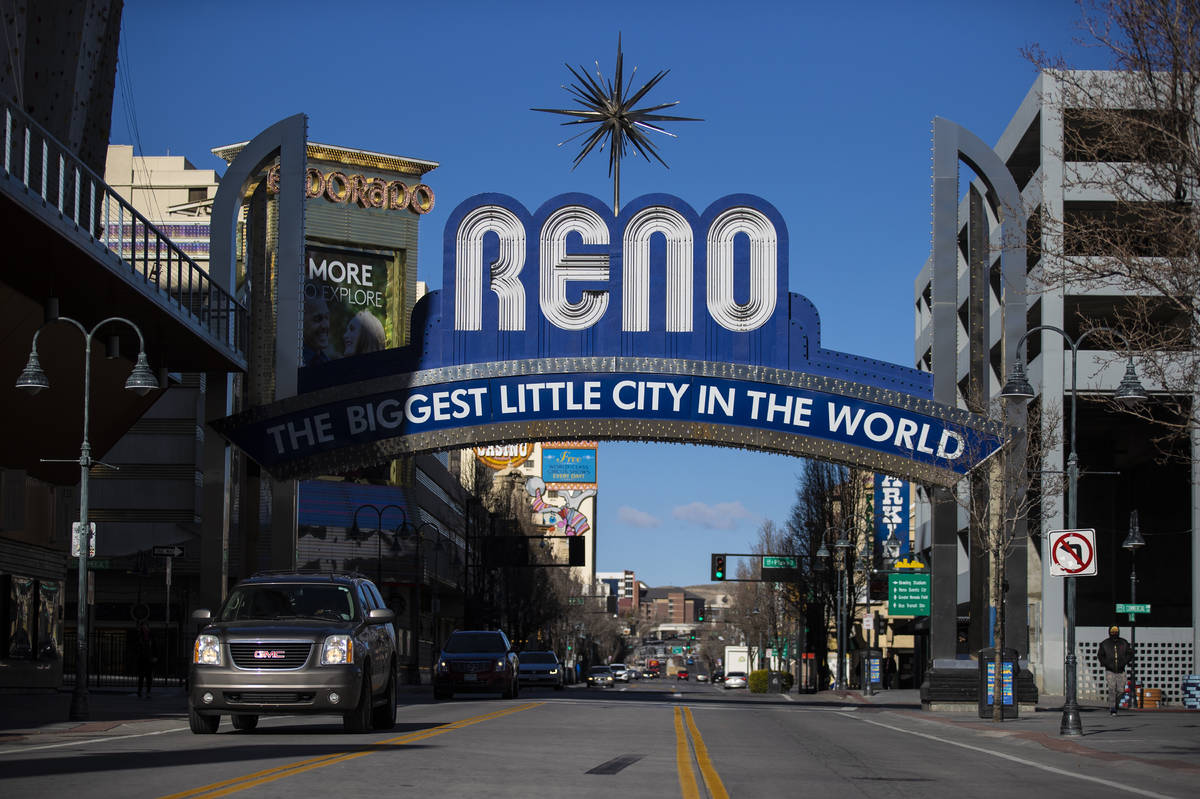 Downtown Reno el martes, 19 de enero de 2021. (Benjamin Hager/Las Vegas Review-Journal) @benjam ...
