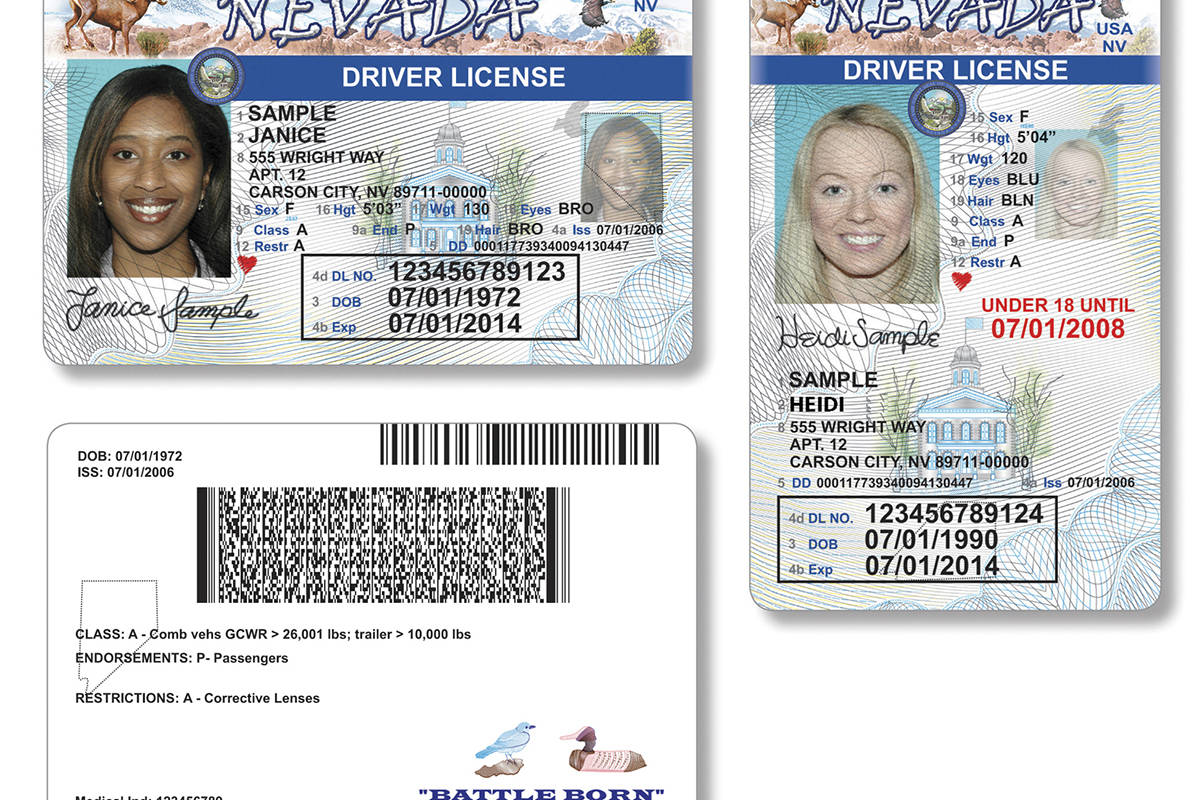 Muestras de licencias de conducir de Nevada. (Archivo del DMV)