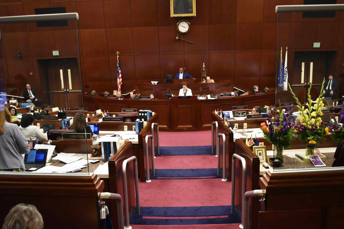 Fotografía de archive del pleno de la Asamblea, dentro del Edificio Legislativo de Nevada en C ...