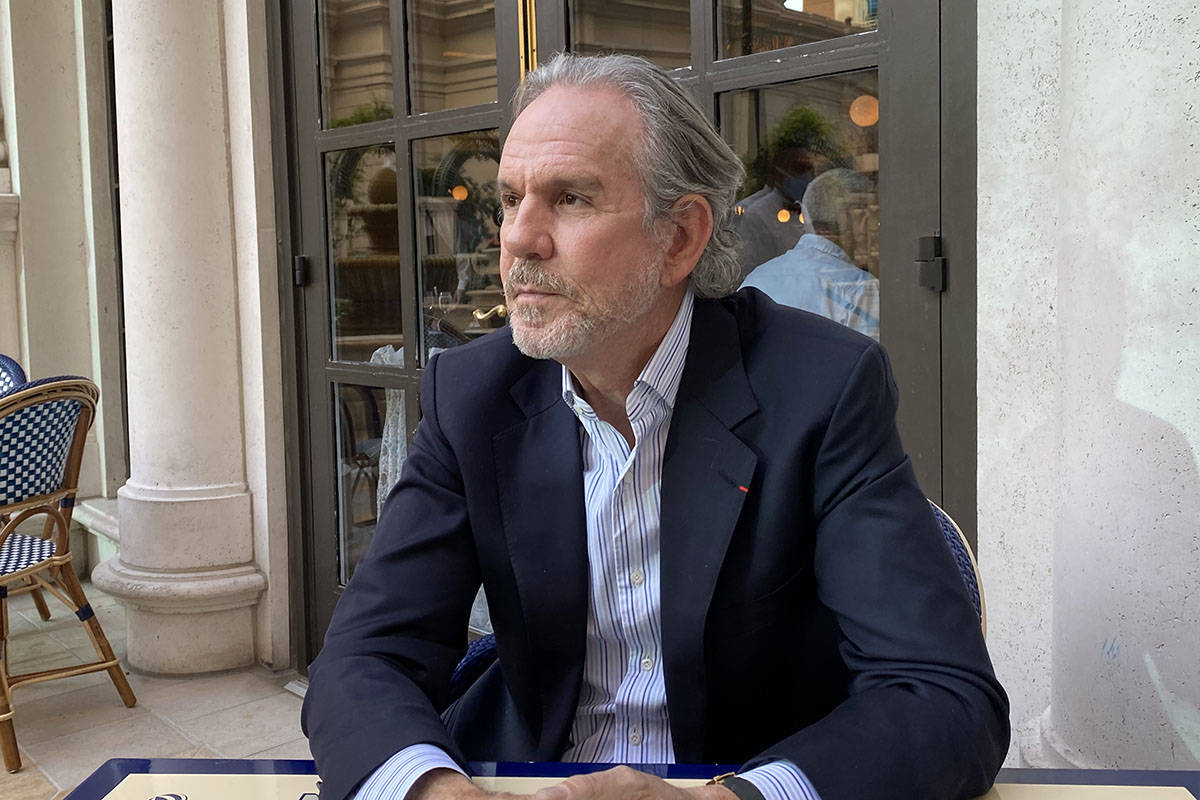 El chef Thomas Keller en el patio de Bouchon en The Venetian el 9 de abril de 2021. (Al Mancini ...