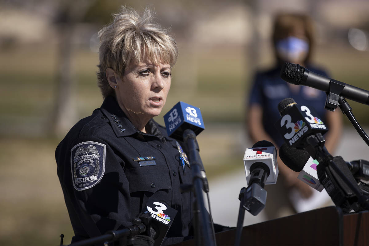 La jefa de policía de North Las Vegas, Pamela Ojeda, vista en una conferencia de prensa en 202 ...