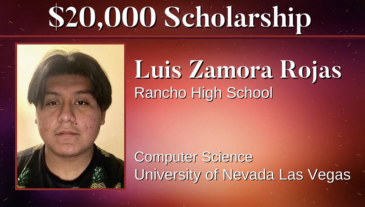 Luis Zamora podrá asistir a UNLV gracias a la beca de Rogers Foundation para estudiar Ciencias ...