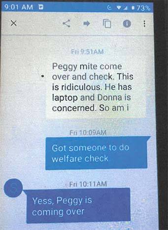 Captura de pantalla de los textos entre Sierra Halseth y su abuela. (Tribunal de Distrito del C ...