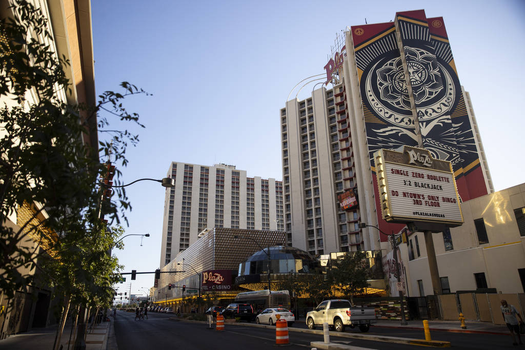 El hotel-casino Plaza en Las Vegas, el jueves 1º de julio de 2021. (Erik Verduzco / Las Vegas ...