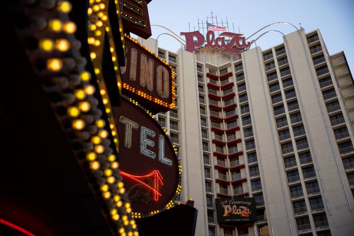 El hotel-casino Plaza en Las Vegas, el jueves 1º de julio de 2021. (Erik Verduzco / Las Vegas ...