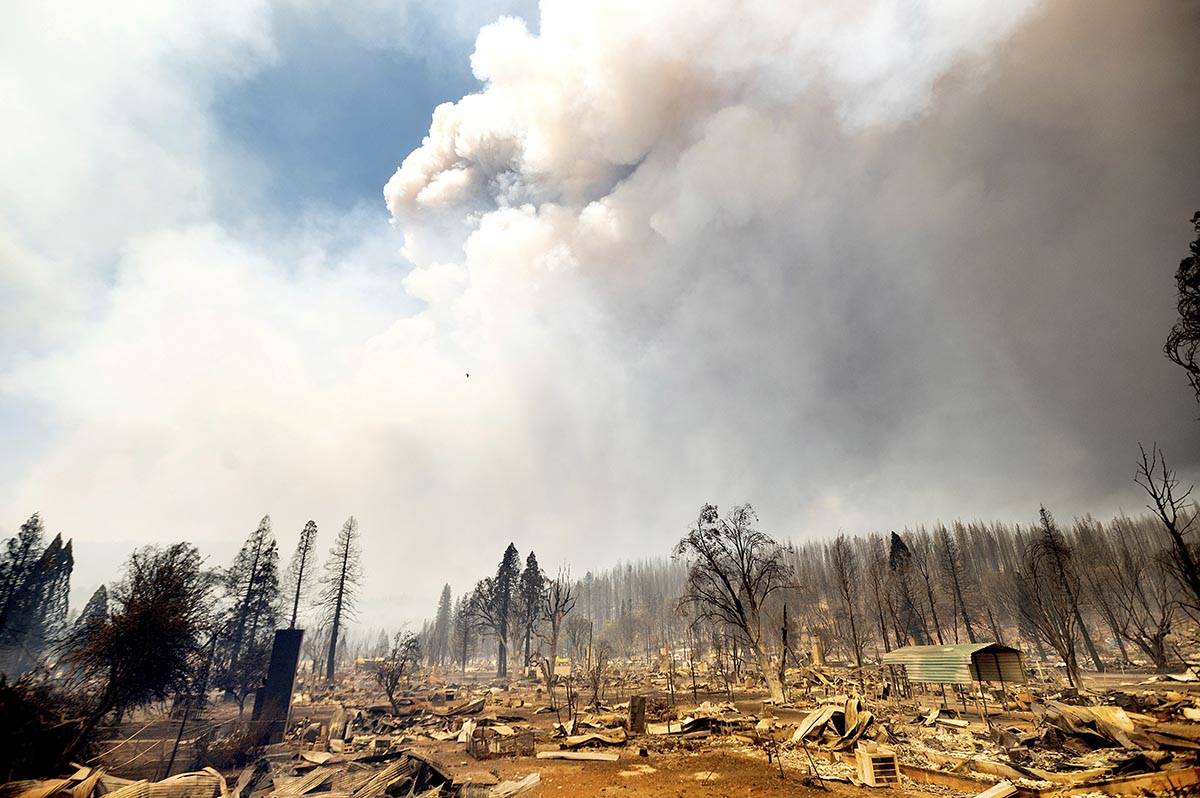 Una foto muestra las casas destruidas por el Dixie Fire el jueves, 5 de agosto de 2021, en el C ...