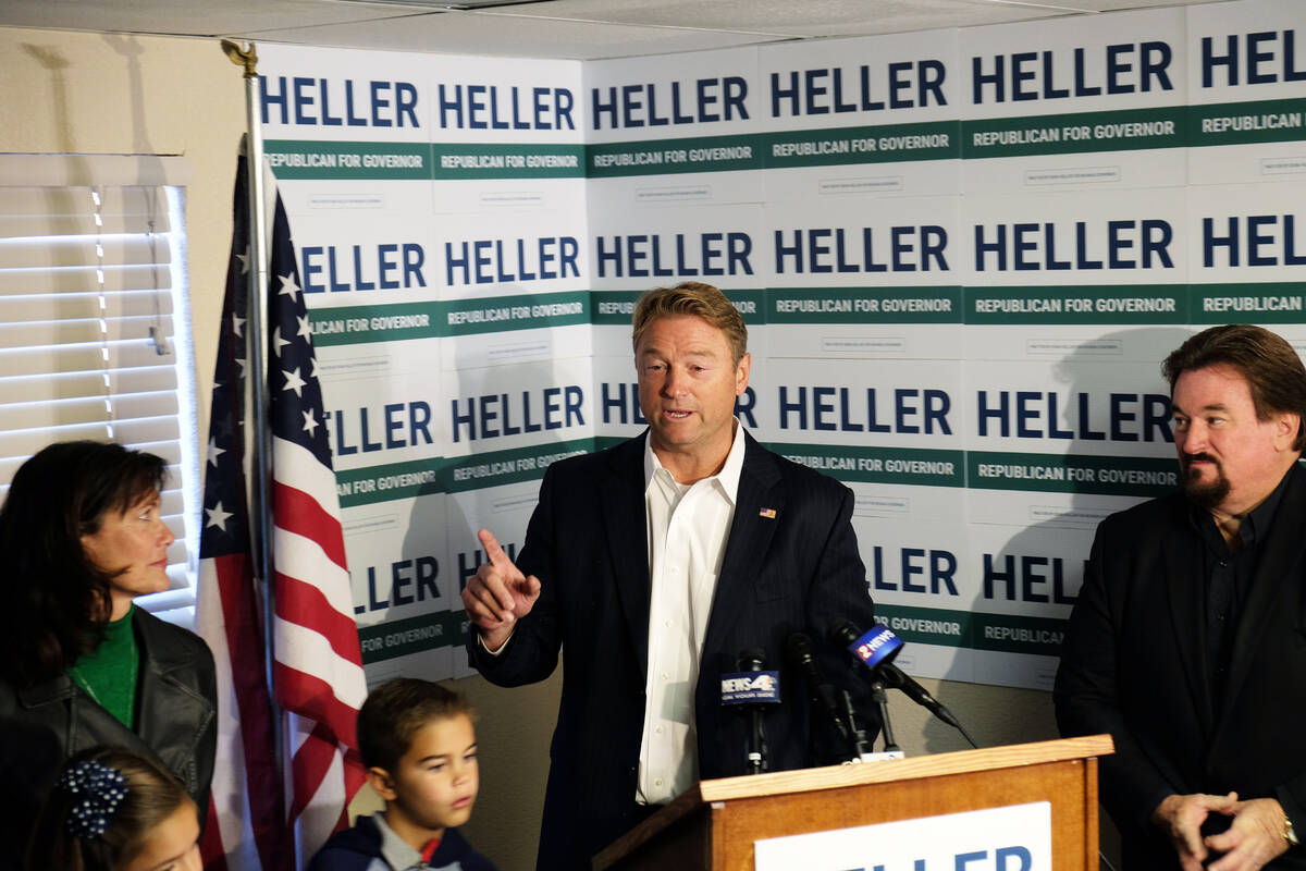 El ex senador del GOP Dean Heller anuncia su campaña para gobernador el lunes en la sede del G ...