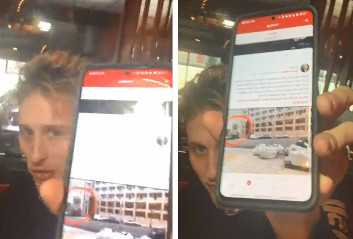Una foto de vigilancia muestra a Nathaniel DeGrave sosteniendo un teléfono durante un video de ...