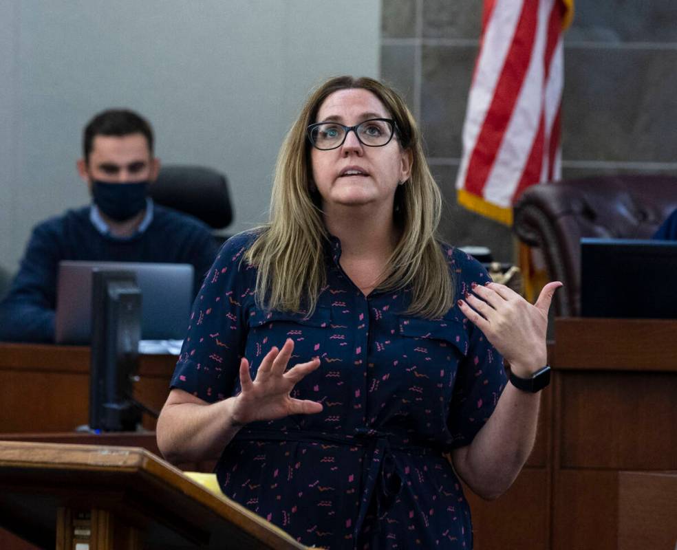 Defense attorney Betsy Allen delivers her closing arguments during Cortrayer Zone’s, 38, and ...