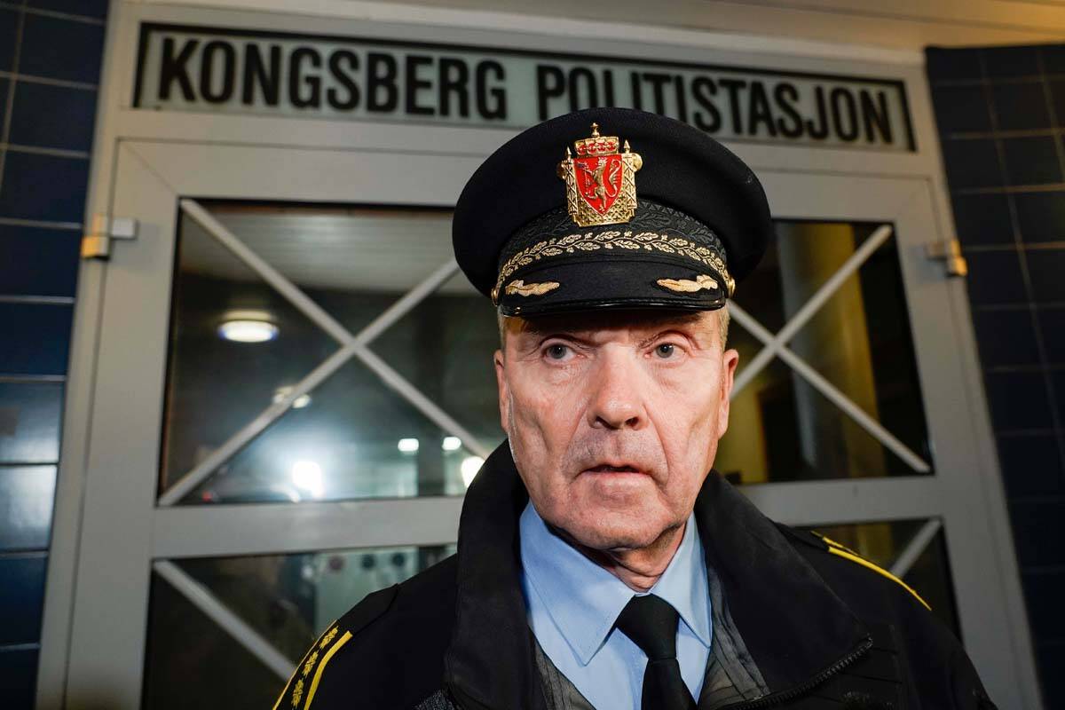 Police Chief Oeying Aas, head of the operations unit in the Buskerud police, speaks at a press ...