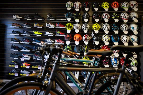 The interior of the Gizmo Cycling shop in North Las Vegas, Thursday, Oct. 28, 2021. (Erik Verdu ...