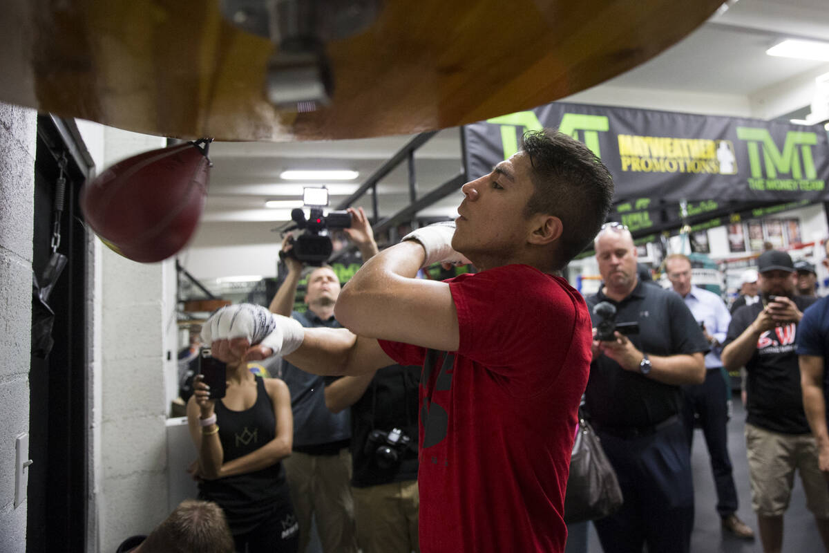 Jessie Vargas durante un evento de entrenamiento para los medios en el Mayweather Boxing Club e ...