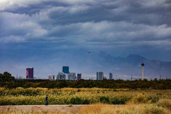 El Strip desde el Clark County Wetlands Park en Las Vegas en octubre de 2021. (Rachel Aston Las ...