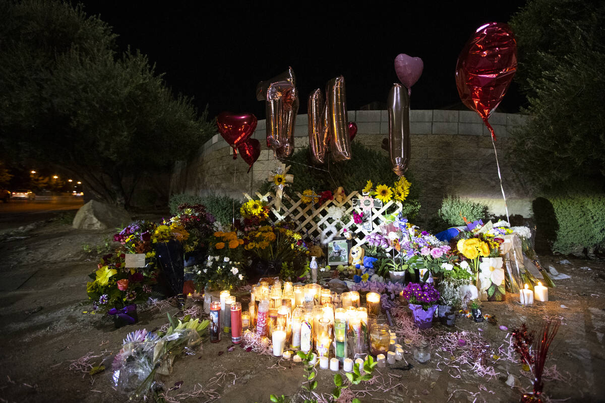 Un monumento para Tina Tintor y su perro, Max, en Rainbow Boulevard y Spring Valley Parkway el ...