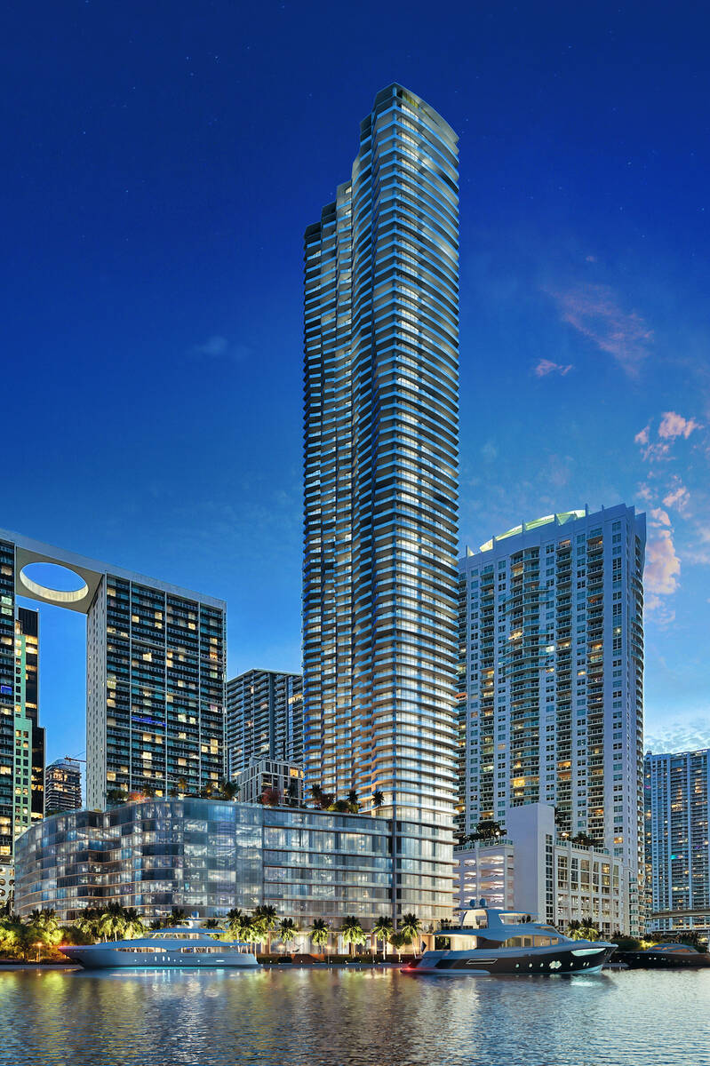 Representación artística de Baccarat Residences Miami, una torre de condominios de 75 pisos p ...