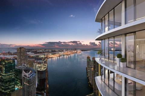 Representación artística de Baccarat Residences Miami, una torre de condominios de 75 pisos p ...