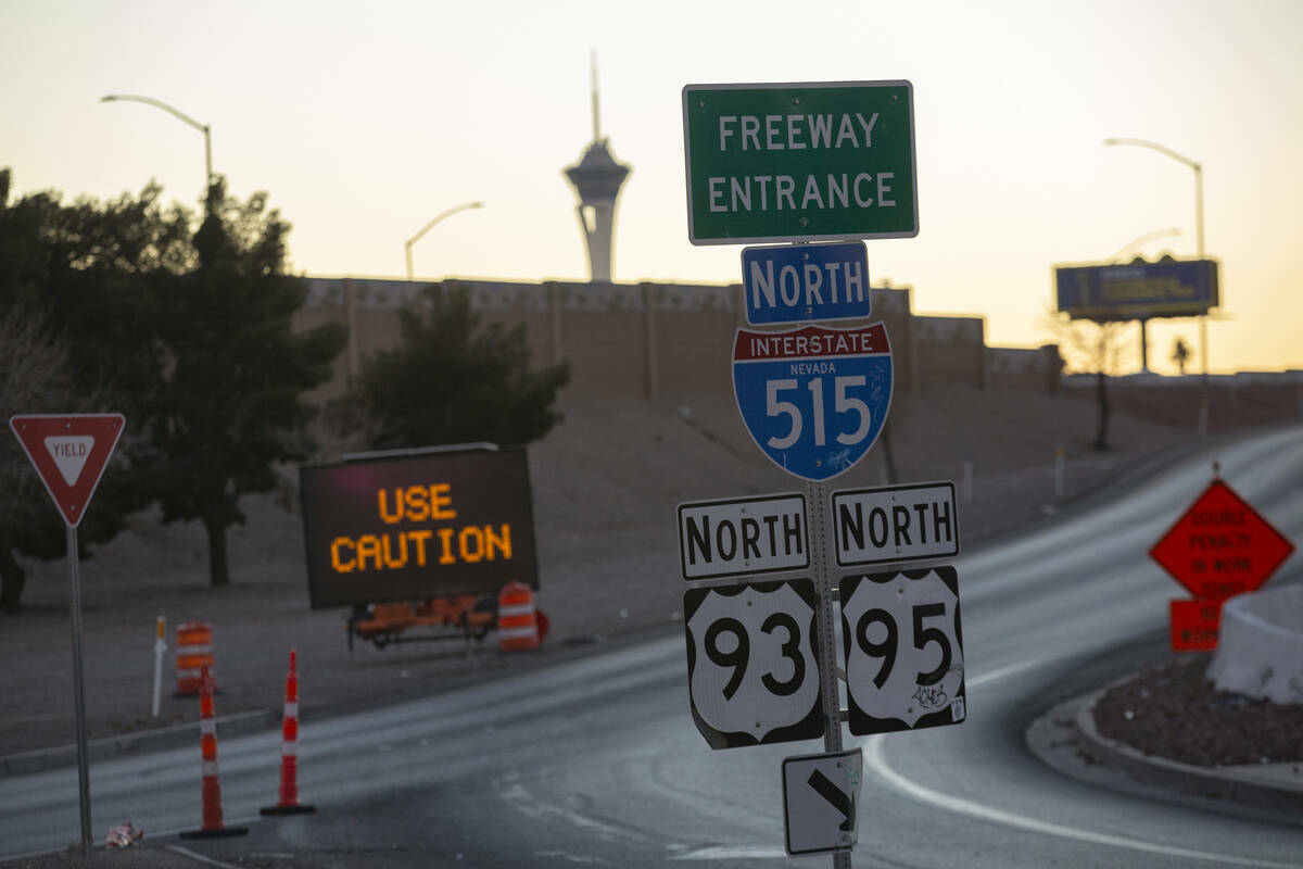 La entrada a la autopista U.S. 95 en North Eastern Avenue, cerca de donde colapsó una parte de ...