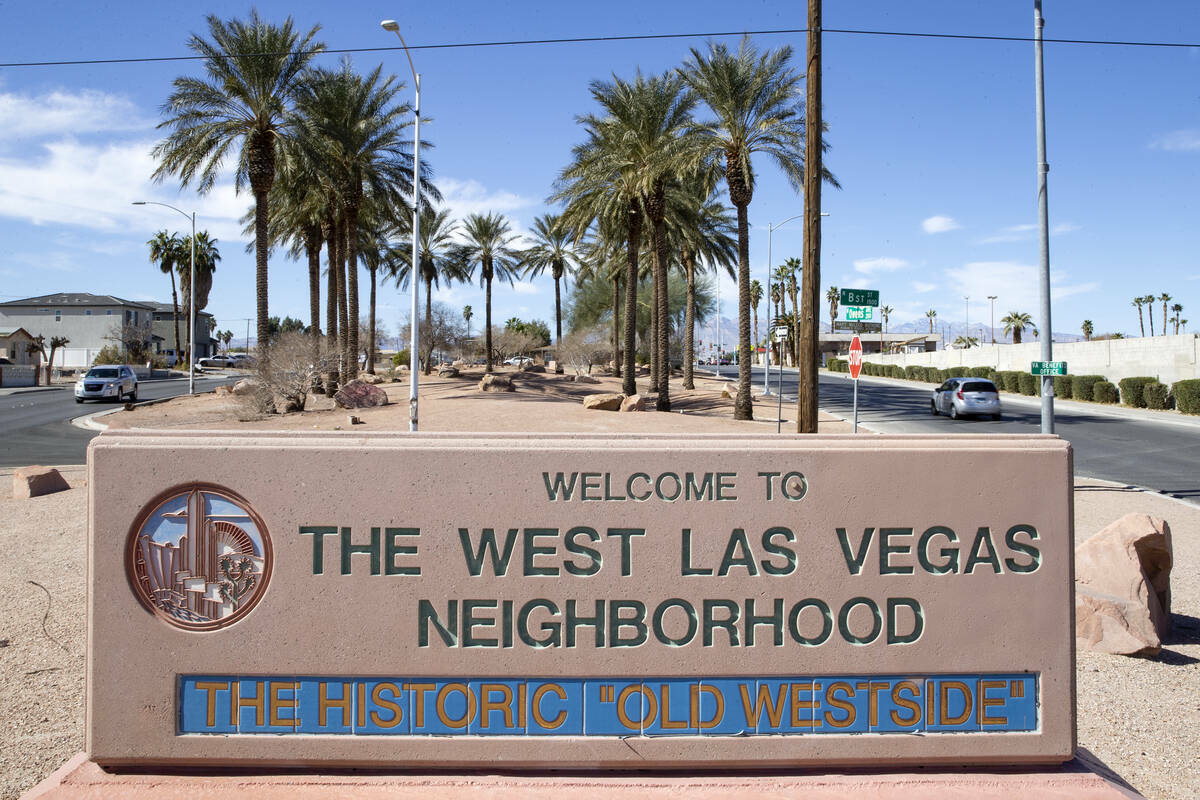 El letrero del vecindario de West Las Vegas el jueves 17 de febrero de 2022, en Las Vegas. (Ell ...