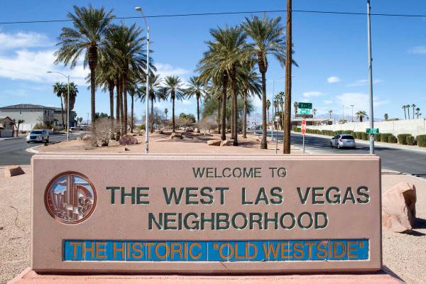 El letrero del vecindario de West Las Vegas el jueves 17 de febrero de 2022, en Las Vegas. (Ell ...