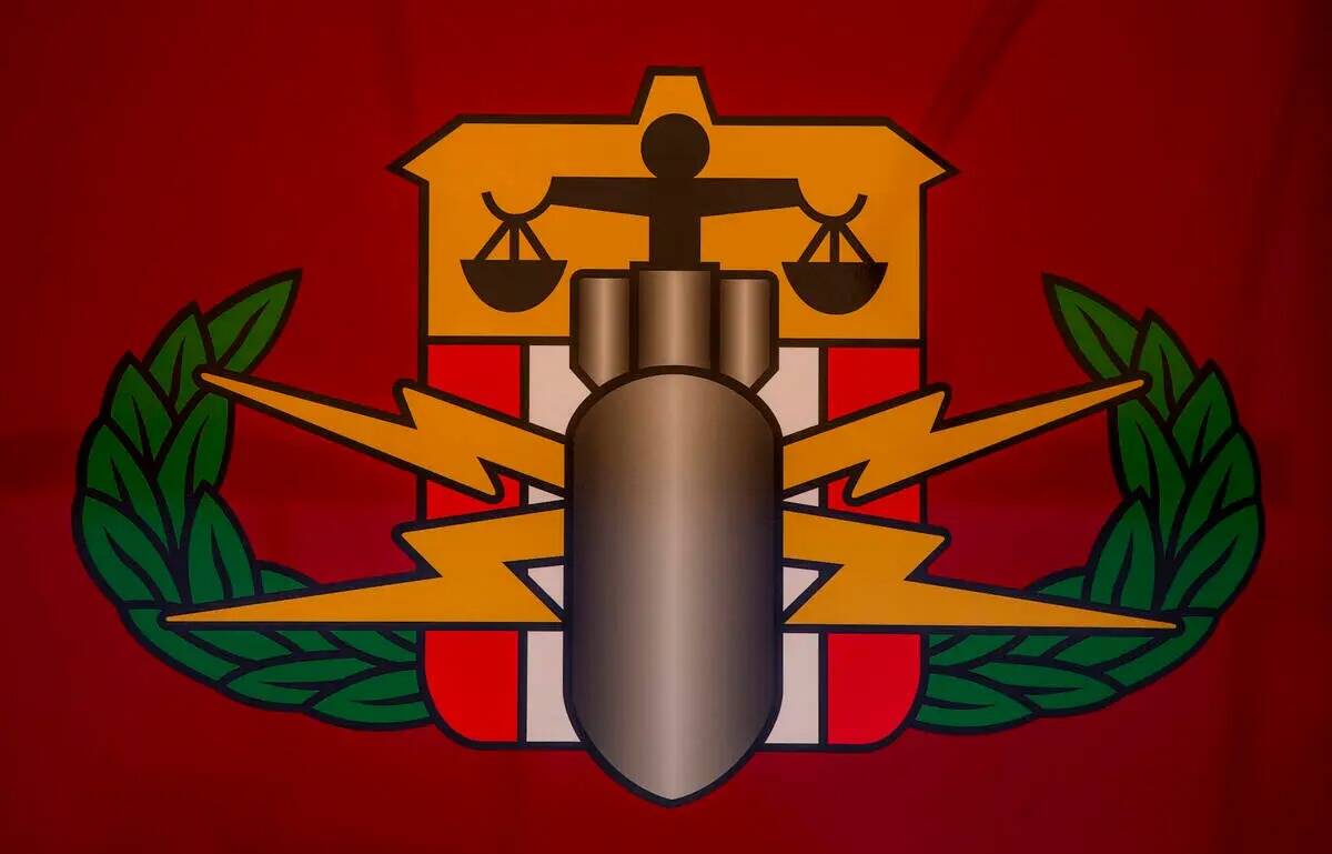 Logo del escuadrón antibombas de Las Vegas Fire and Rescue el miércoles 23 de marzo de 2022, ...
