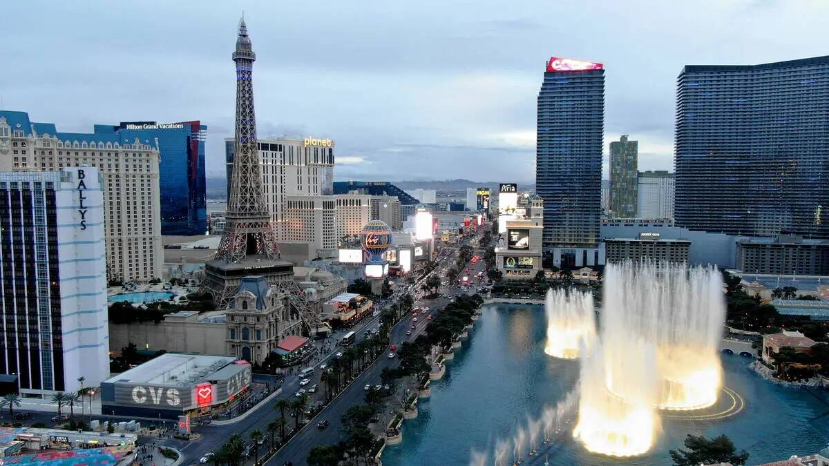 Vista aérea del Strip de Las Vegas en marzo de 2021. (Las Vegas Review-Journal)