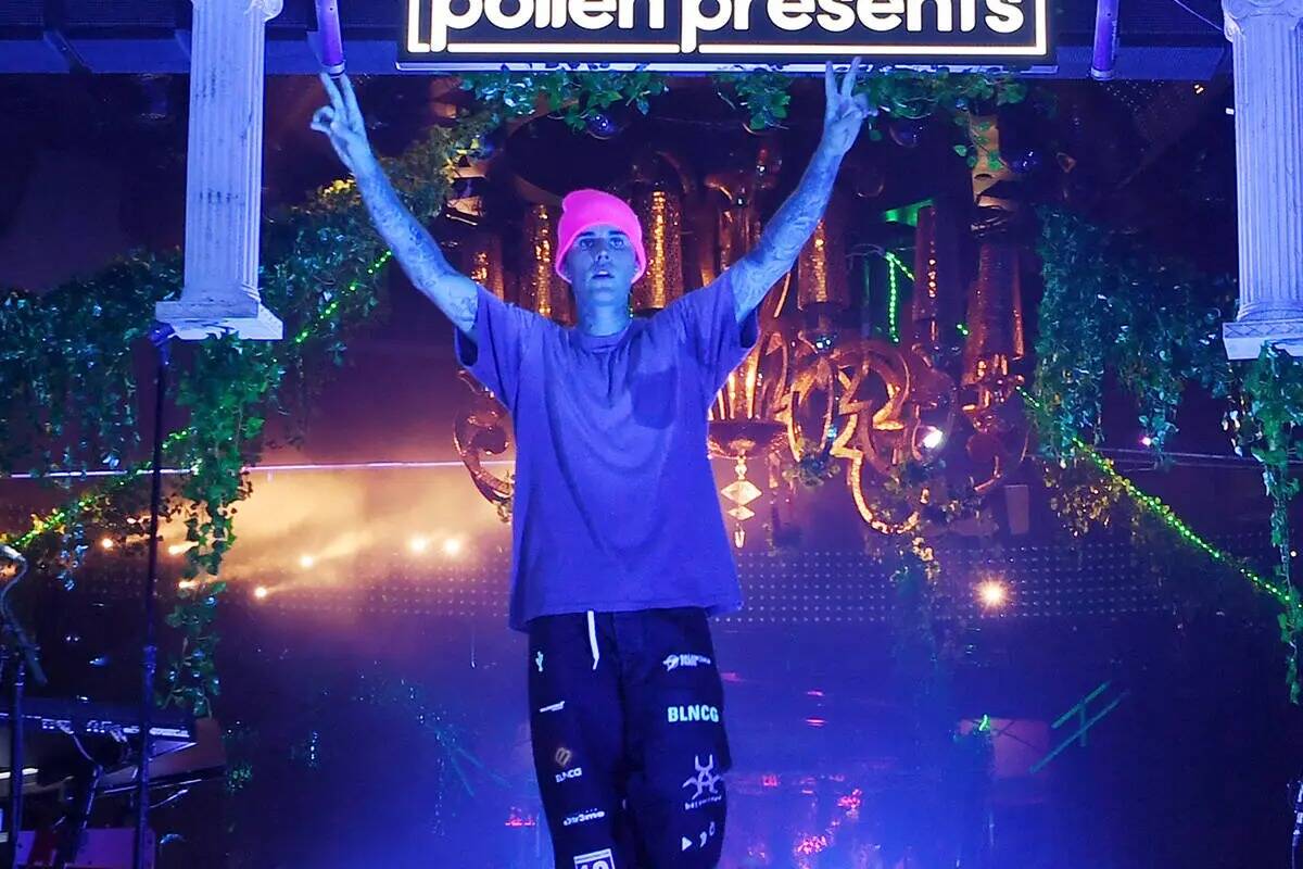 La superestrella del pop Justin Bieber se presenta en el XS Nightclub de Wynn Las Vegas el 9 de ...