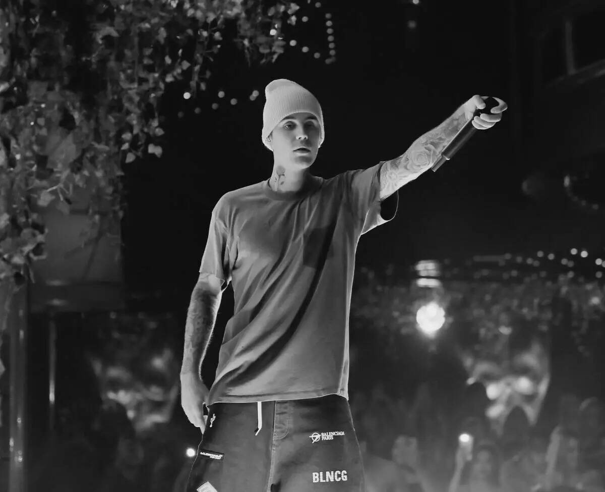 La superestrella del pop Justin Bieber se presenta en el XS Nightclub de Wynn Las Vegas el 9 de ...