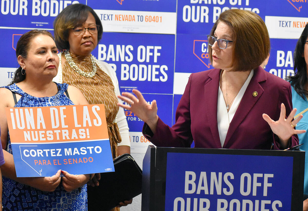 La senadora Catherine Cortez Masto destacó la lucha por los derechos reproductivos en Las Vega ...