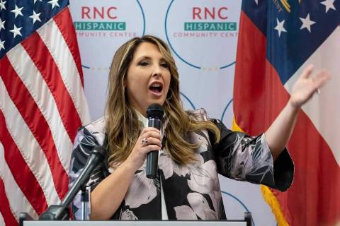 ARCHIVO - La presidenta del Comité Nacional Republicano, Ronna McDaniel, habla ante una sala r ...