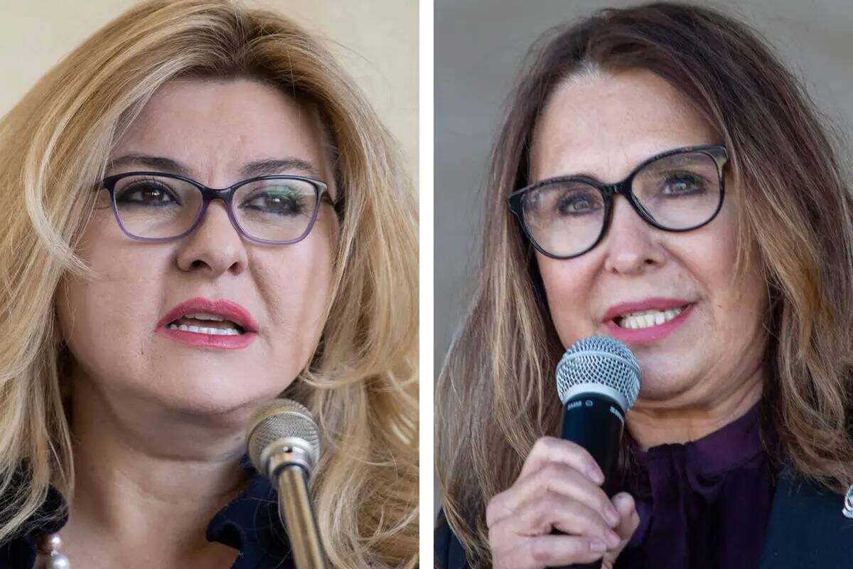 La concejal de Las Vegas, Victoria Seaman, a la derecha, y su compañera Michele Fiore. Ambas e ...