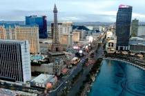 Vista aérea del Strip de Las Vegas el viernes 12 de marzo de 2021. (Las Vegas Review-Journal)