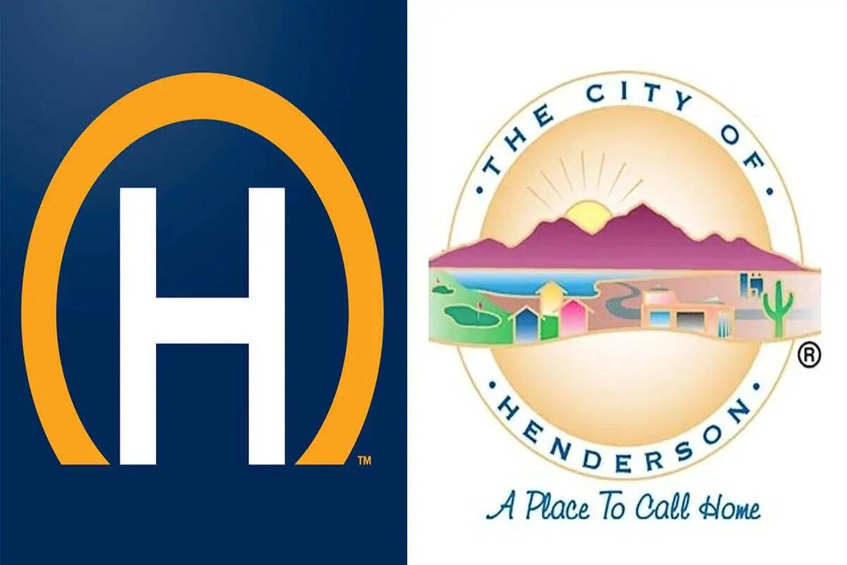 El nuevo logotipo de Henderson, a la izquierda, y el antiguo, que ahora es el sello de la ciuda ...