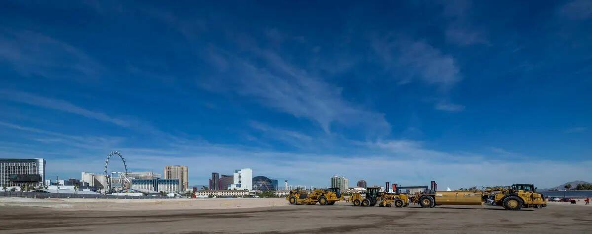 Sitio de construcción del futuro paddock del Grand Prix de Las Vegas de Fórmula Uno, ubicado ...