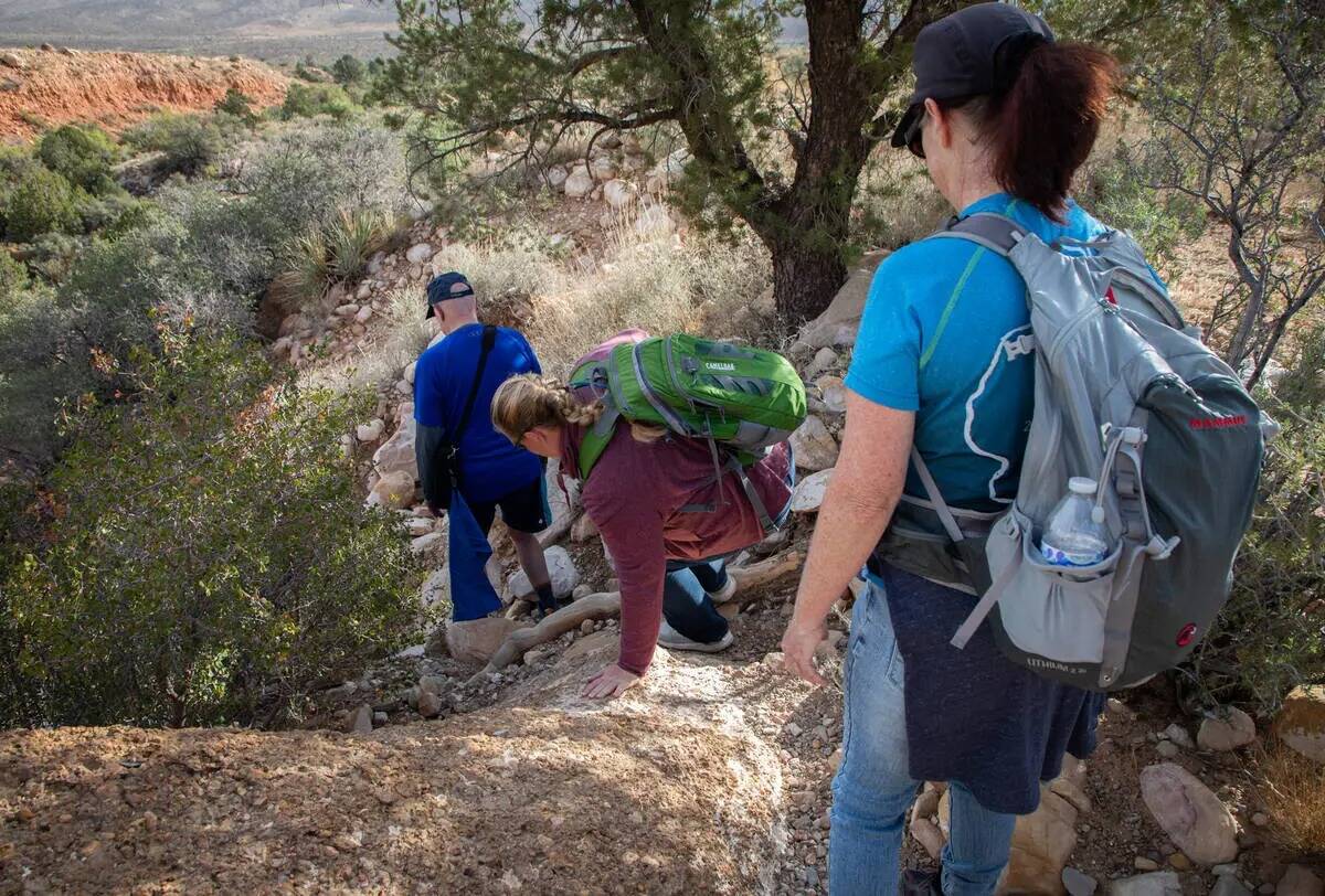 Los miembros del grupo Las Vegas Overweight Hikers for Health, desde la derecha, Ronna Reed, de ...