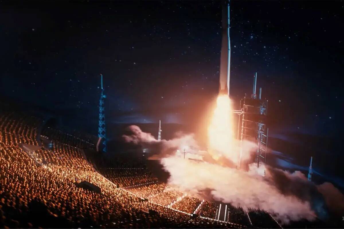 Representación de lanzamiento de un cohete de la MSG Sphere. (MSG Entertainment)