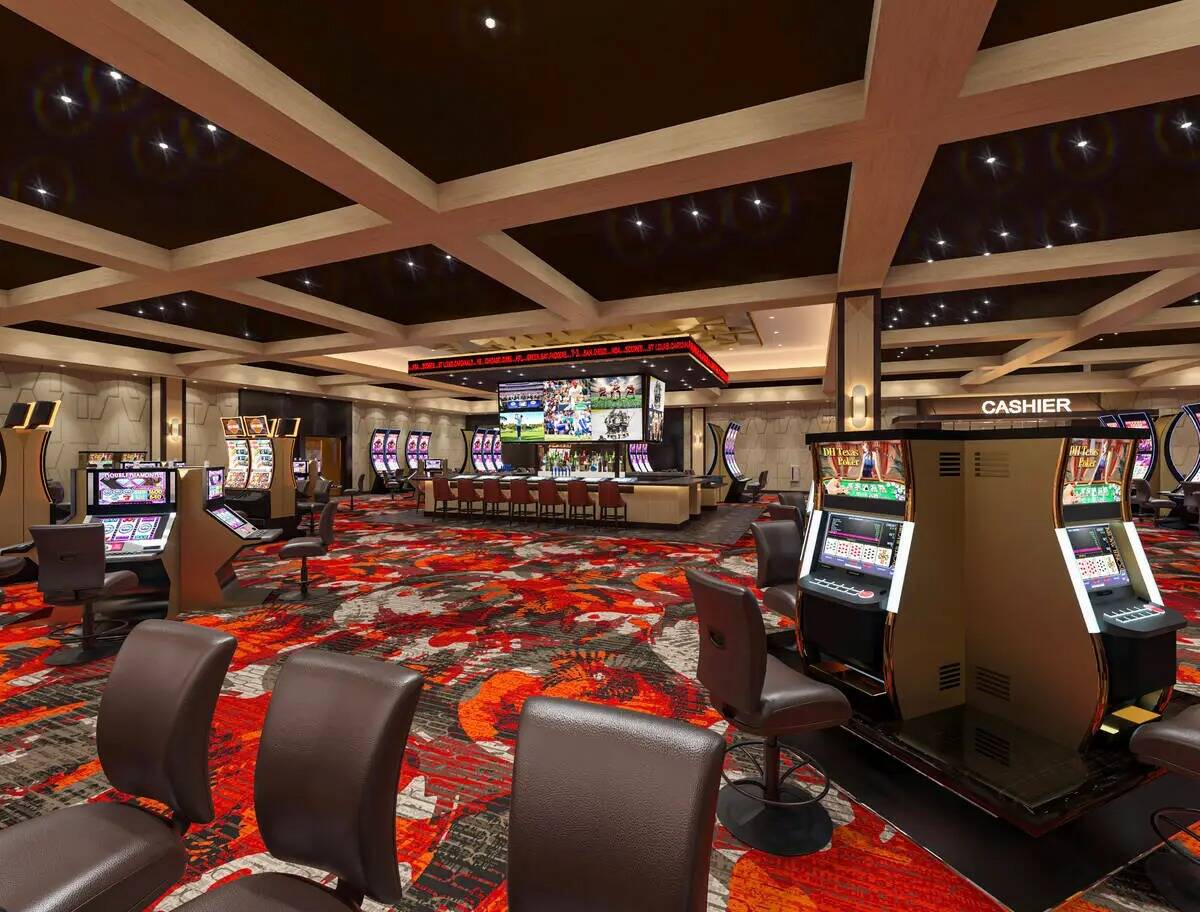 Una representación digital del interior del casino muestra detalles del piso de la zona de tra ...