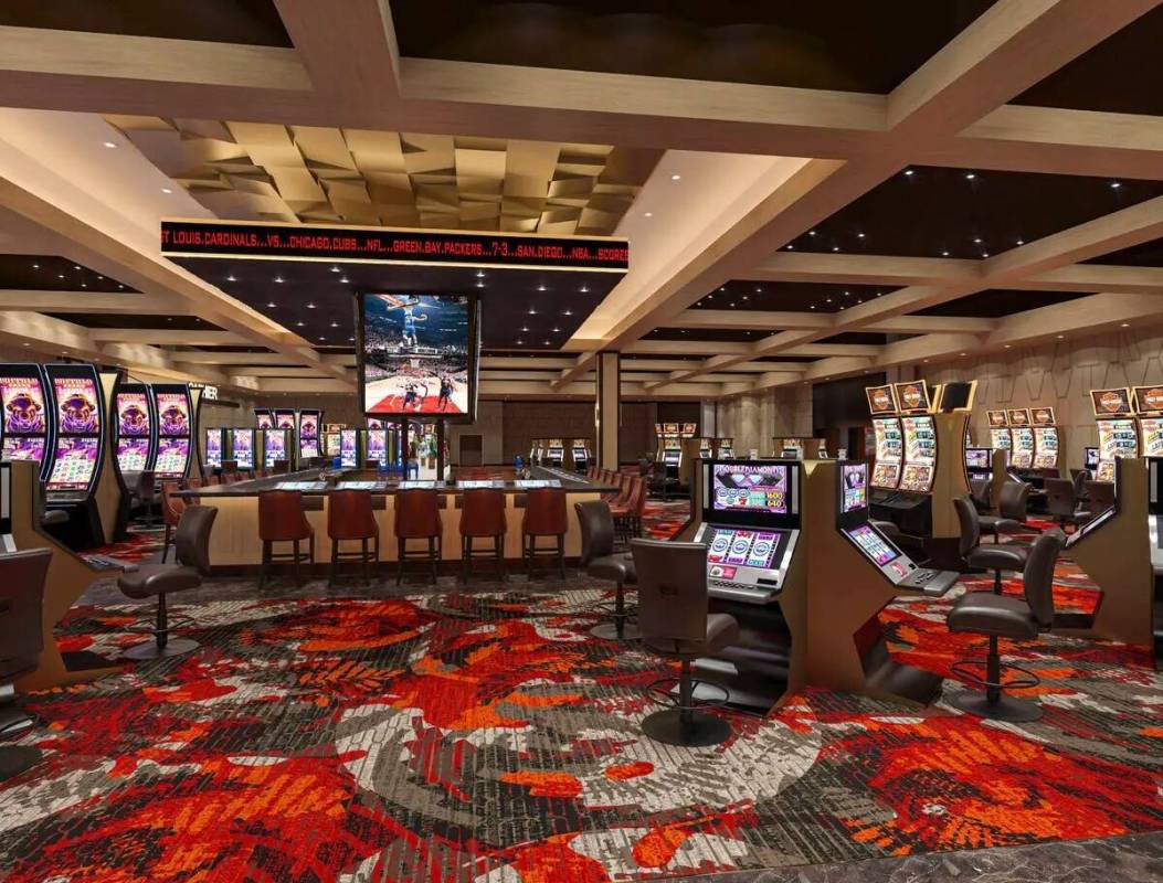 Una representación digital del interior del casino muestra detalles del piso de la zona de tra ...