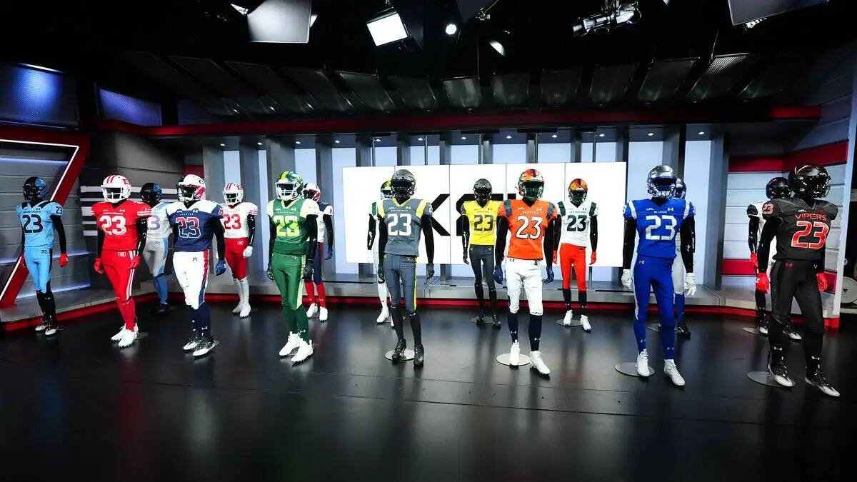Se muestran los jerseys para la XFL durante la temporada 2023. (XFL)