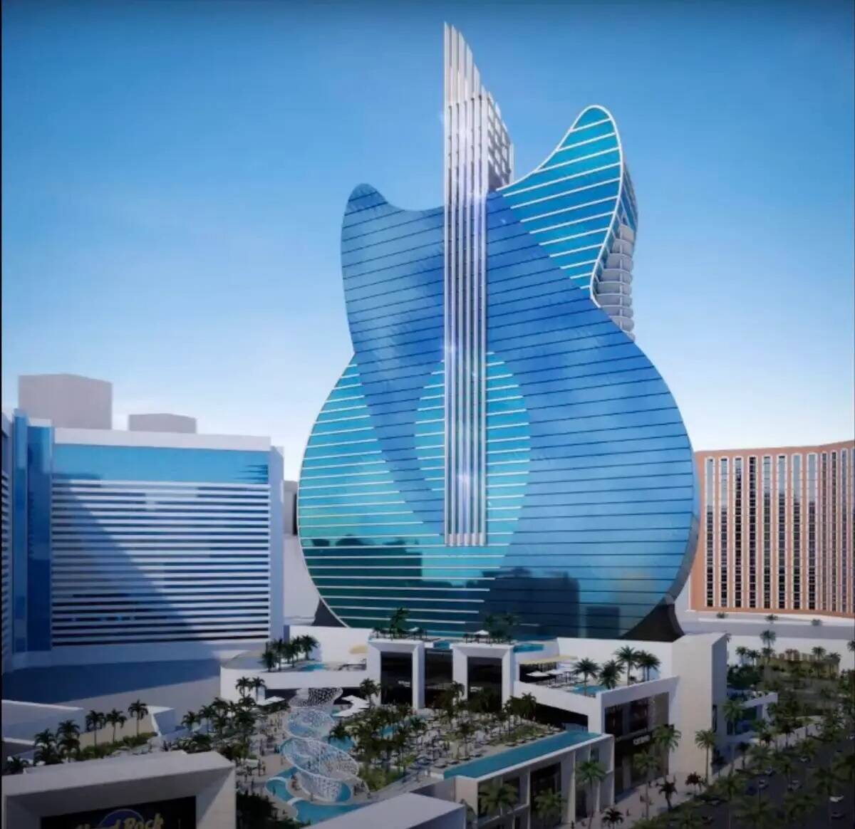 Nueva representación digital del hotel en forma de guitarra de Hard Rock International a lo la ...