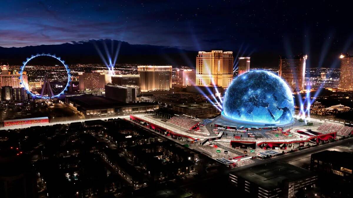 Una representación digital muestra el aspecto que tendrá la zona MSG Sphere para Las Vegas Gr ...