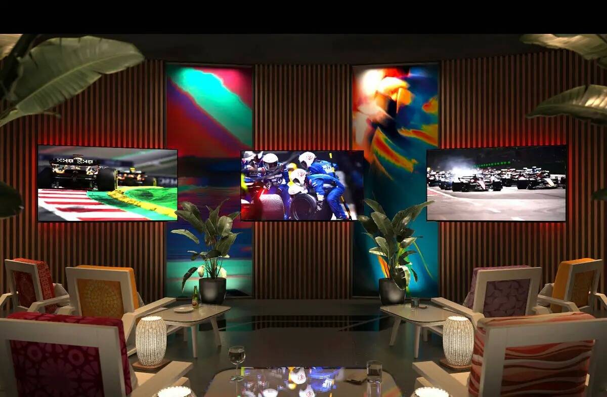Representación digital de un espacio de hospitalidad de alto nivel para Las Vegas Grand Prix d ...