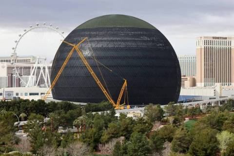 MSG Sphere en The Venetian en construcción en Las Vegas el viernes 10 de marzo de 2023. Está ...