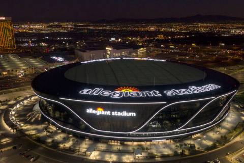 Vista aérea del Allegiant Stadium en Las Vegas el 6 de enero de 2022. (Foto Michael Quine/Las ...
