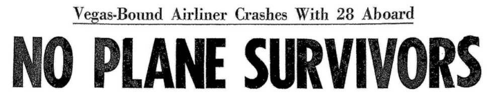 Titular del periódico Las Vegas Review-Journal publicado el 16 de noviembre de 1964. Aunque el ...