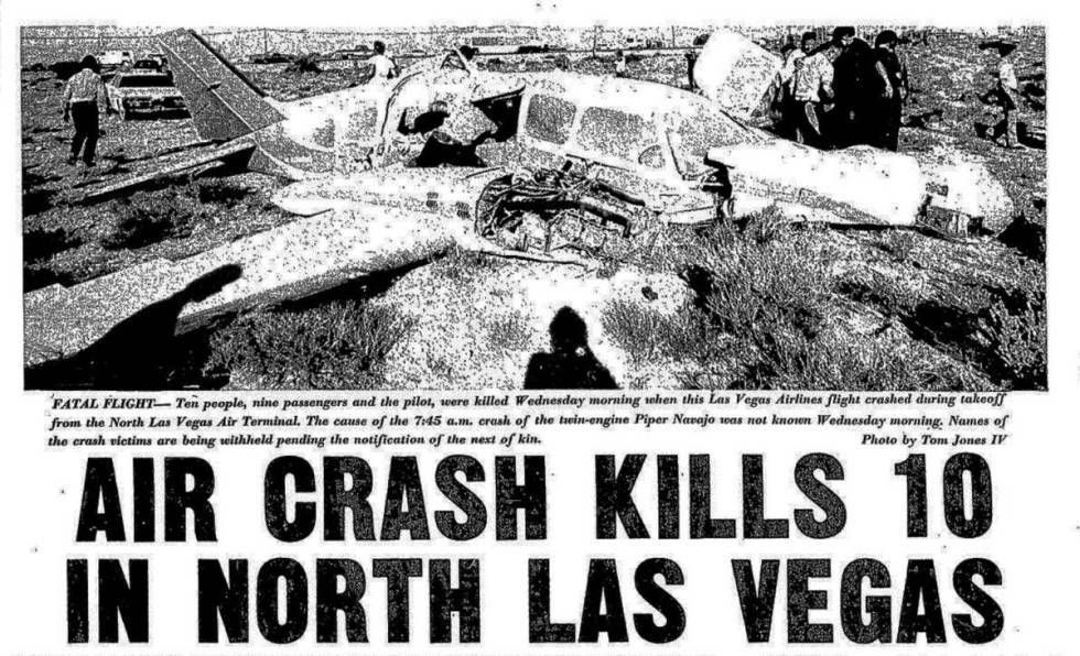 Recorte del periódico Las Vegas Review-Journal del 30 de agosto de 1978 con el titular "Accide ...