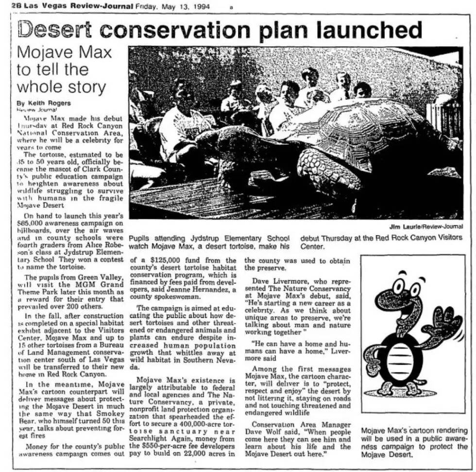Un reportaje de mayo de 1994 sobre el lanzamiento de la campaña Mojave Max. (Las Vegas Review- ...