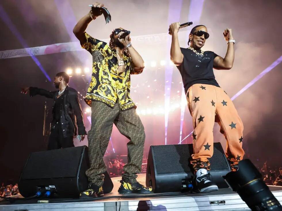 Lil Jon, a la izquierda, y Ludacris se presentan durante el festival de música Lovers & Friend ...