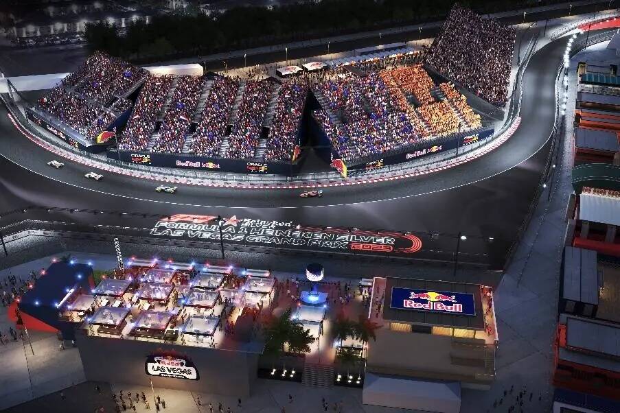 Representación digital de las gradas Oracle Red Bull para el Grand Prix de la Fórmula Uno en ...