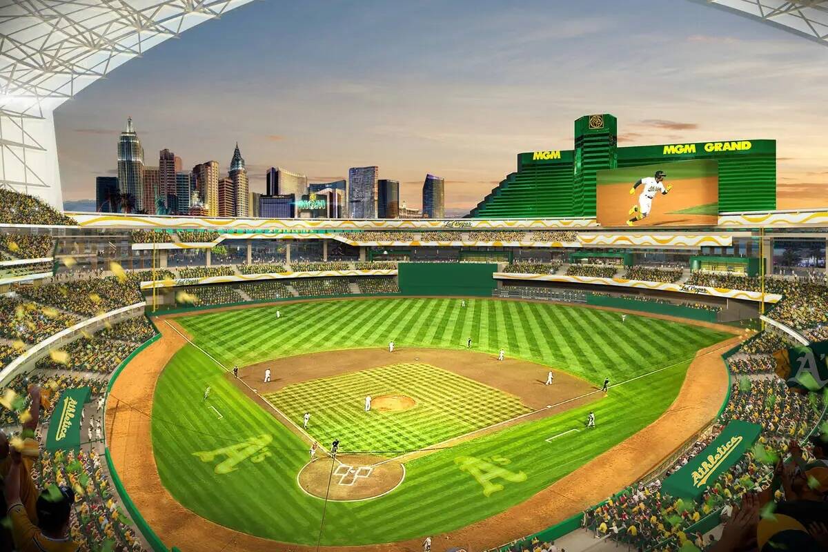 Representación digital de lo que podría ser el Oakland Athletics Las Vegas Ballpark. El proye ...