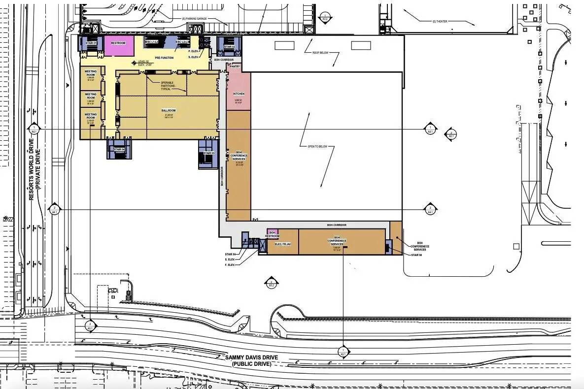Plano del piso dos del centro de convenciones de Resorts World. (Marnell Arquitectura)